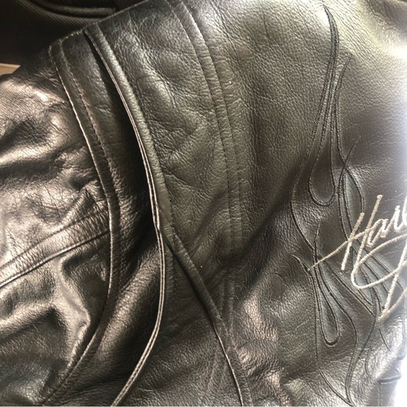 HARLEY Davidson Women’s  Black Leather Motorcycle Jacket Large - Picture 16 of 16